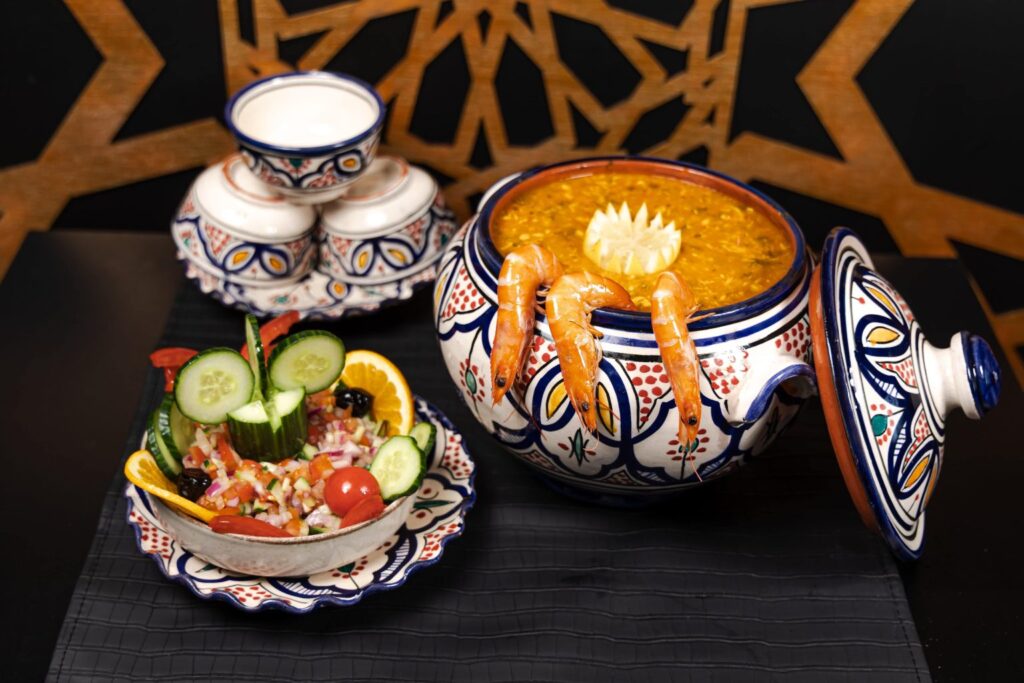 Tajine met vissoep en een verse salade